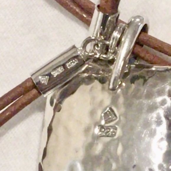 SILPADA Sterling Silver Square Hammered Puffed Pendant On Leather Necklace - Picture 8 of 9